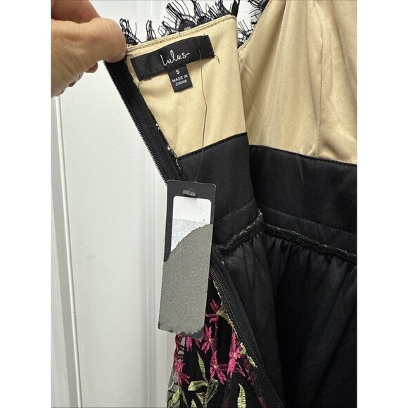 Lulus Size Small Divine Delight Black Floral Embroidered Maxi Cocktail Dress New - Picture 9 of 9